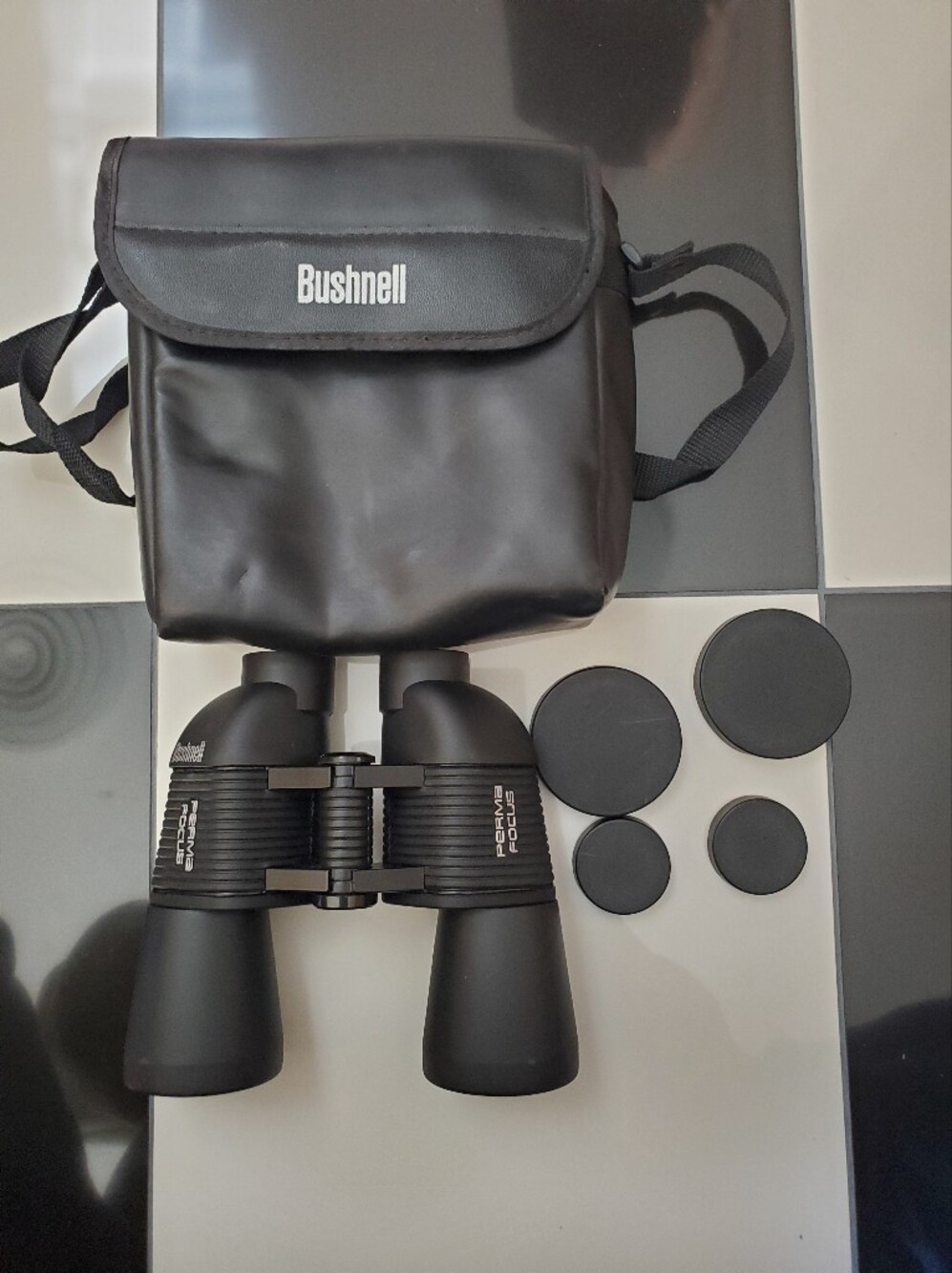 Bushnell PermaFocus 7x50 Binoculars Model 17-5007 with Case, Lens Caps